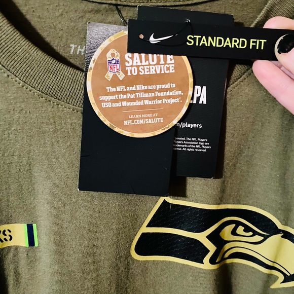 NWT Nike army green t-shirt size LG.Seattle Seahawks Russle Karrington Wilson #3 - Picture 5 of 7